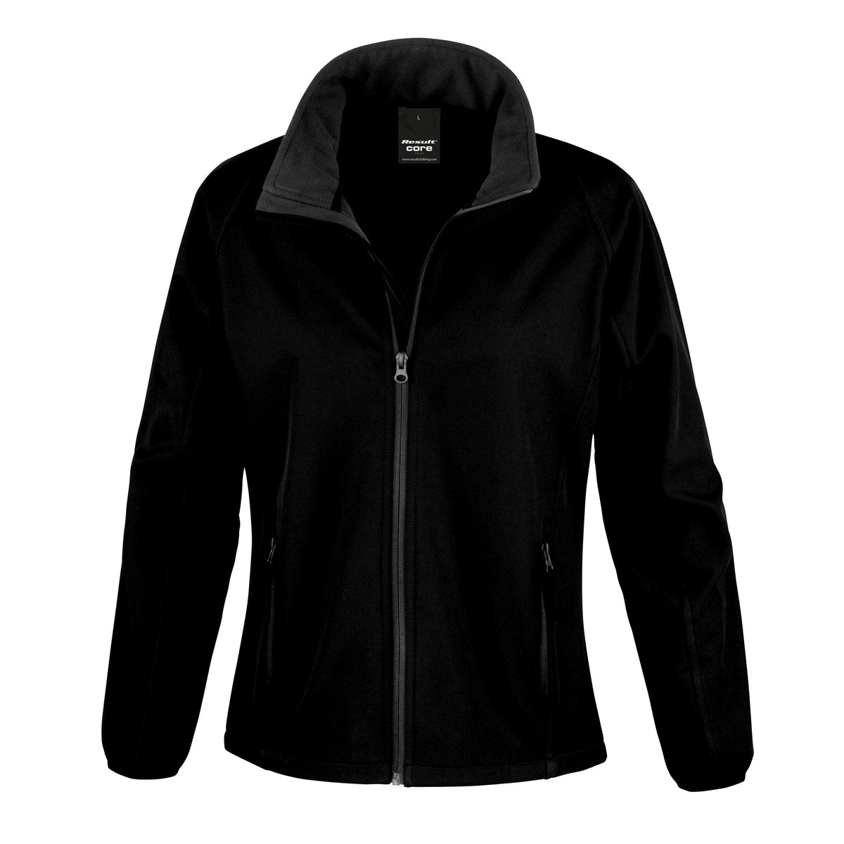 Black - Black - Front - Result Womens-Ladies Core Printable Softshell Jacket