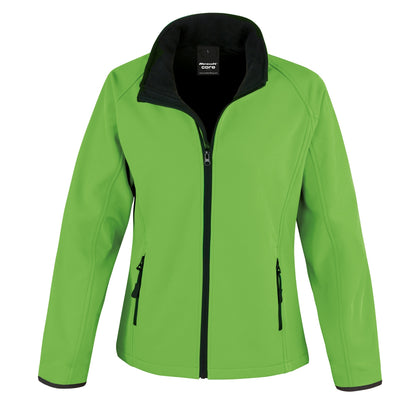 Vivid Green - Black - Front - Result Womens-Ladies Core Printable Softshell Jacket