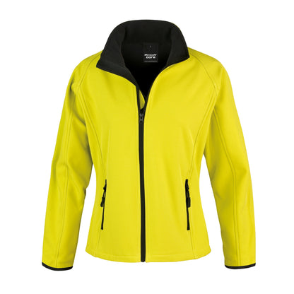 Yellow - Black - Front - Result Womens-Ladies Core Printable Softshell Jacket