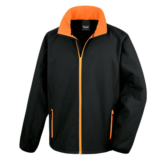 Black - Orange - Front - Result Mens Core Printable Softshell Jacket