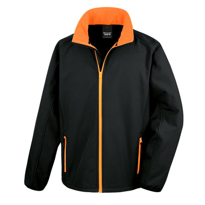 Black - Orange - Front - Result Mens Core Printable Softshell Jacket