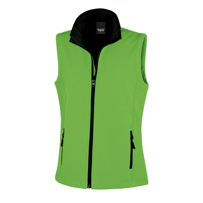 Vivid Green - Black - Front - Result Core Womens-Ladies Printable Softshell Bodywarmer