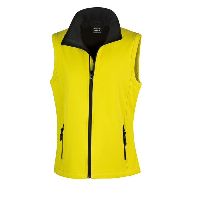 Yellow - Black - Front - Result Core Womens-Ladies Printable Softshell Bodywarmer