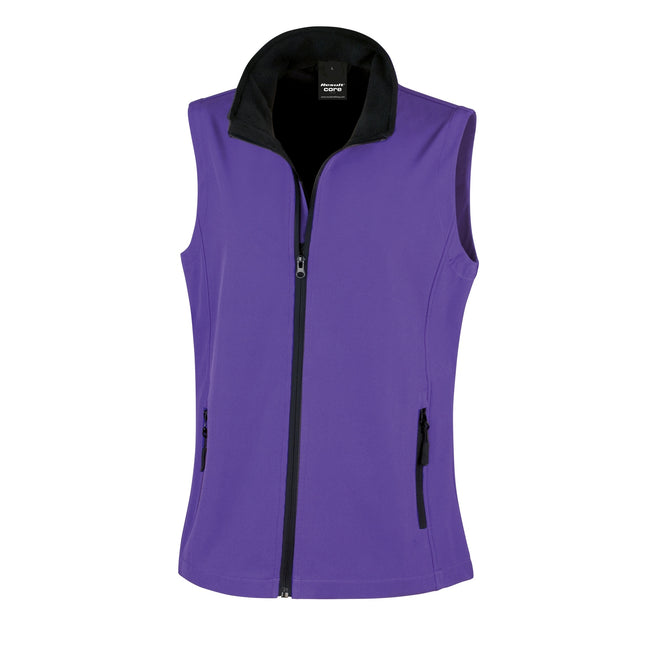 Purple - Black - Front - Result Core Womens-Ladies Printable Softshell Bodywarmer