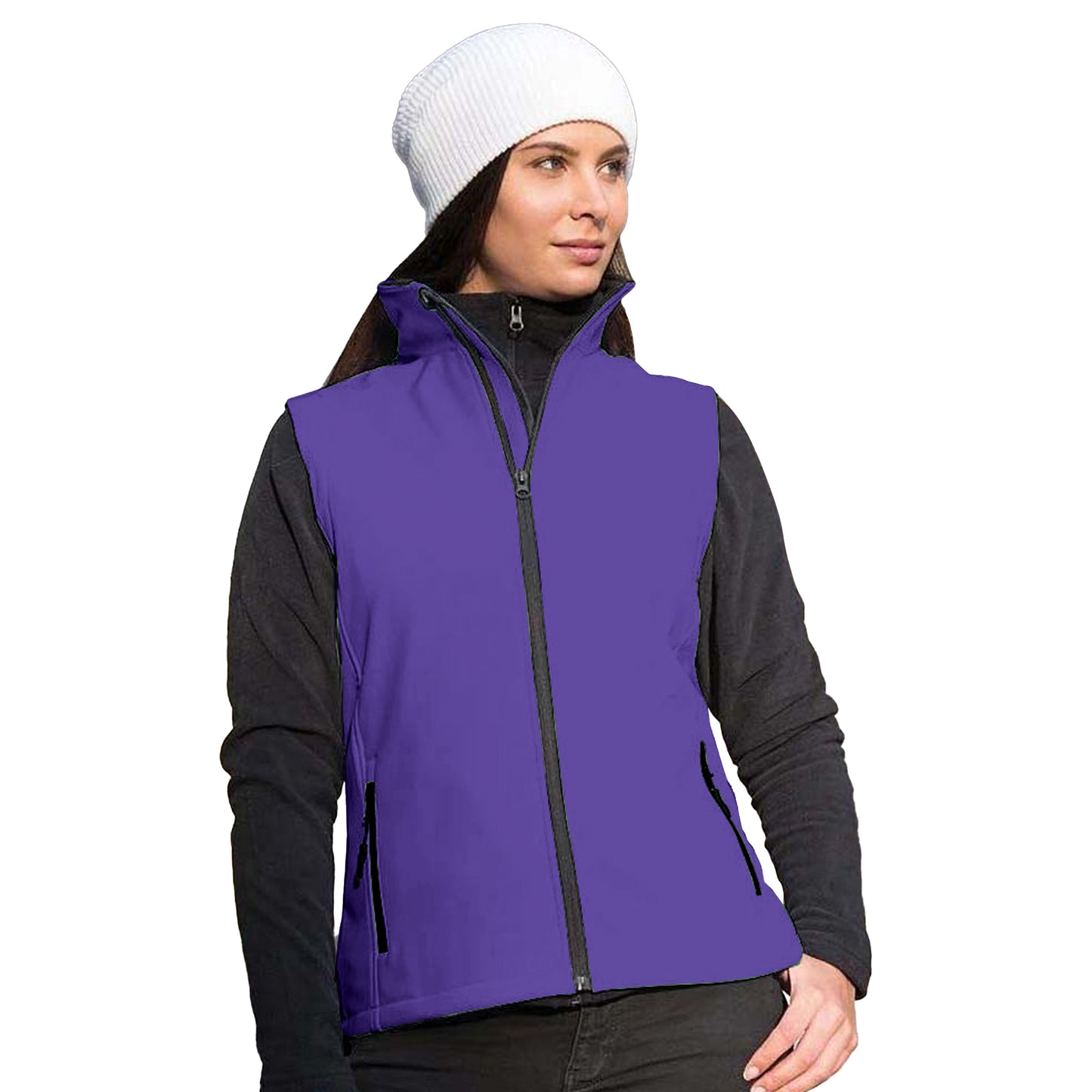 Purple - Black - Back - Result Core Womens-Ladies Printable Softshell Bodywarmer
