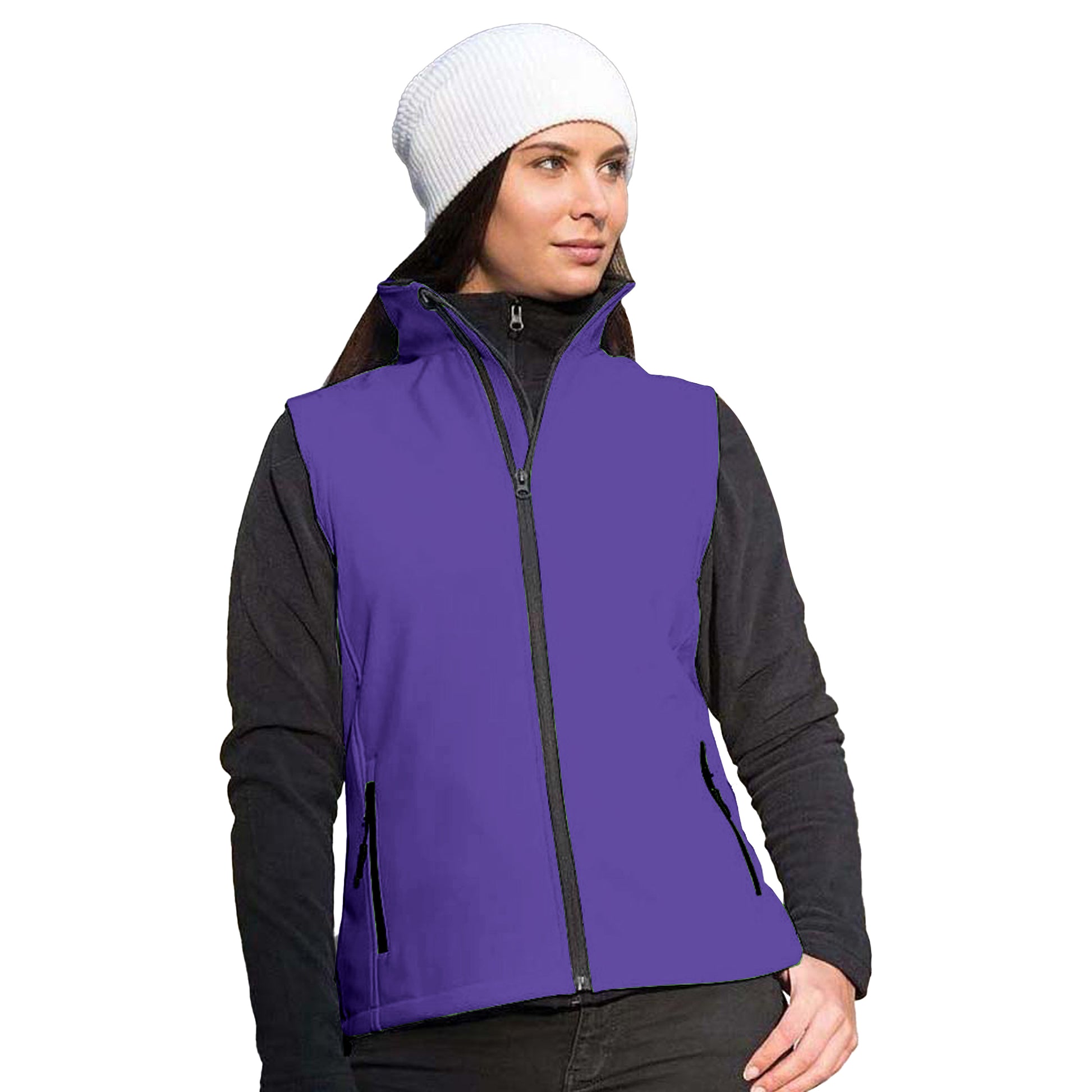 Purple - Black - Back - Result Core Womens-Ladies Printable Softshell Bodywarmer