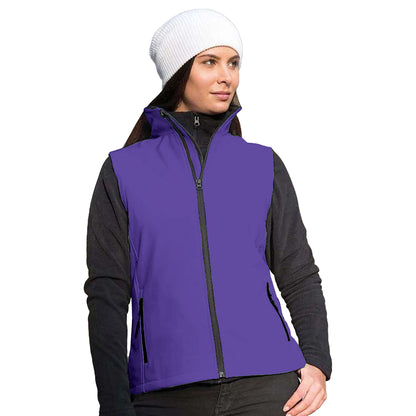 Purple - Black - Back - Result Core Womens-Ladies Printable Softshell Bodywarmer
