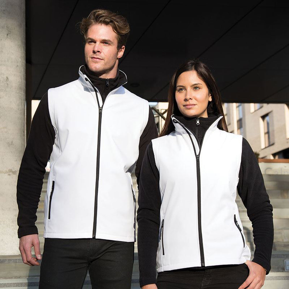 White - Black - Lifestyle - Result Core Womens-Ladies Printable Softshell Bodywarmer