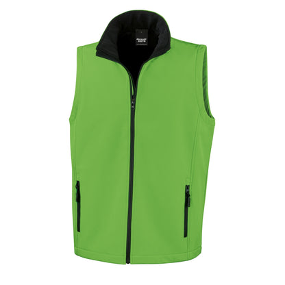 Vivid Green - Black - Front - Result Mens Core Printable Softshell Bodywarmer