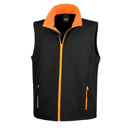 Black - Orange - Front - Result Mens Core Printable Softshell Bodywarmer