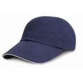 Navy - White - Front - Result Headwear Kids Junior Low Profile Heavy Brushed Cotton Cap With Sandwich Peak