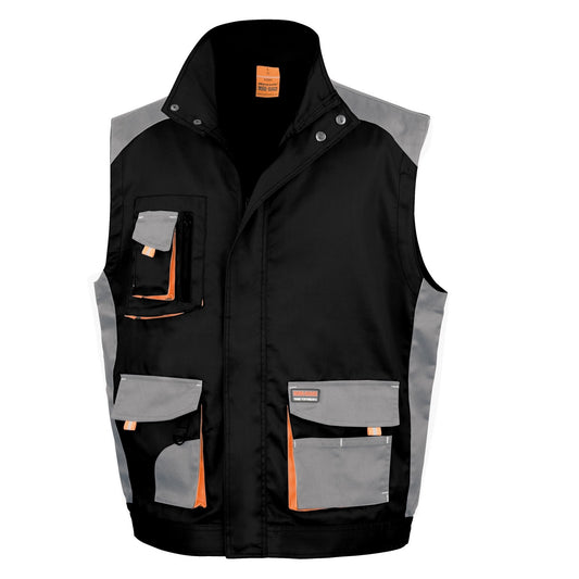 Black - Grey - Orange - Front - Result Mens Work-Guard Lite Workwear Gilet - Bodywarmer (Breathable And Windproof)