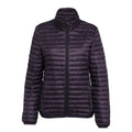 Aubergine - Front - 2786 Womens-Ladies Tribe Hooded Fineline Padded Jacket