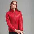 Red - Back - 2786 Womens-Ladies Tribe Hooded Fineline Padded Jacket