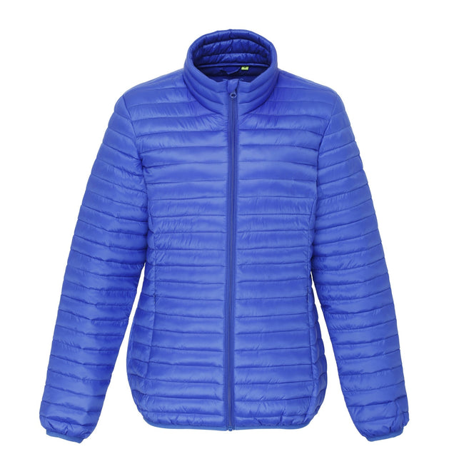 Royal - Front - 2786 Womens-Ladies Tribe Hooded Fineline Padded Jacket