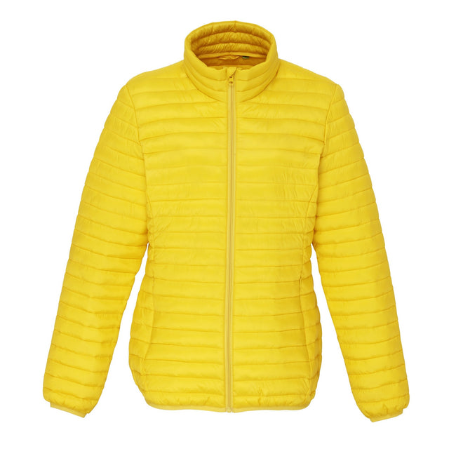 Bright Yellow - Front - 2786 Womens-Ladies Tribe Hooded Fineline Padded Jacket