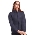 Navy - Back - 2786 Womens-Ladies Tribe Hooded Fineline Padded Jacket