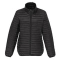 Black - Front - 2786 Womens-Ladies Tribe Hooded Fineline Padded Jacket