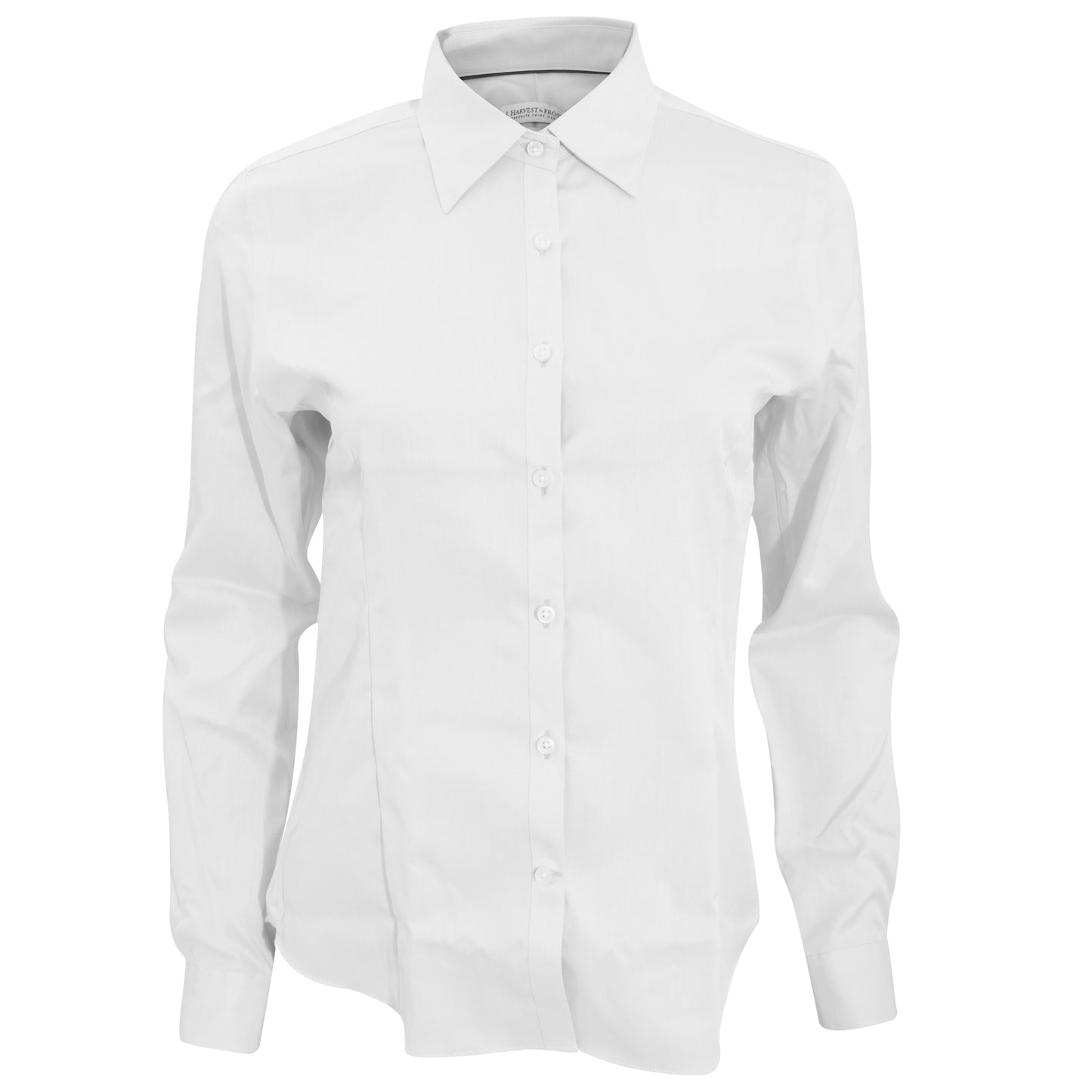 White - Front - J Harvest & Frost Womens-Ladies Green Bow Collection Formal Long Sleeve Shirt