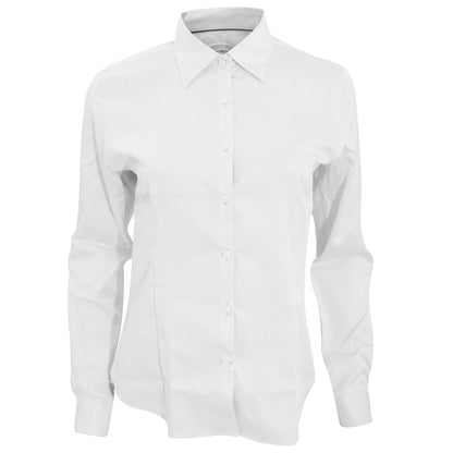 White - Front - J Harvest & Frost Womens-Ladies Green Bow Collection Formal Long Sleeve Shirt