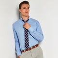 Light Blue - Side - Kustom Kit Mens Slim Fit Long Sleeved Oxford Work Shirt
