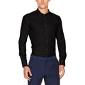 Black - Back - Kustom Kit Mens Slim Fit Long Sleeved Oxford Work Shirt