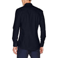 Navy - Side - Kustom Kit Mens Slim Fit Long Sleeved Oxford Work Shirt