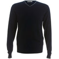 Navy- Silver Grey - Front - Kustom Kit Mens Contrast Arundel Sweater