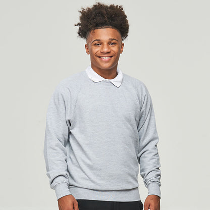 Grey - Side - AWDis Academy Mens Crew Neck Raglan Sweatshirt