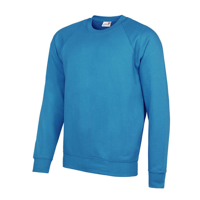 Sky - Front - AWDis Academy Mens Crew Neck Raglan Sweatshirt