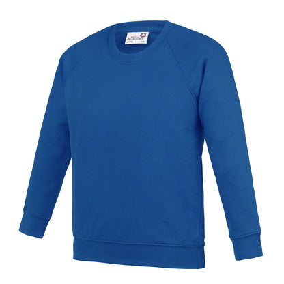 Royal Blue - Front - AWDis Academy Childrens-Kids Crew Neck Raglan School Sweatshirt