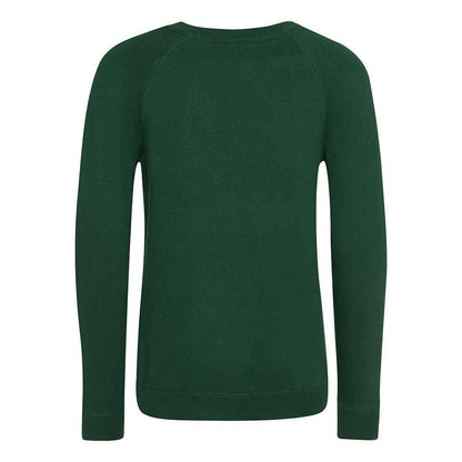 Green - Back - AWDis Academy Childrens-Kids Crew Neck Raglan School Sweatshirt