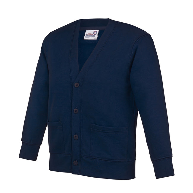 Navy - Front - AWDis Academy Childrens-Kids Button Up School Cardigan