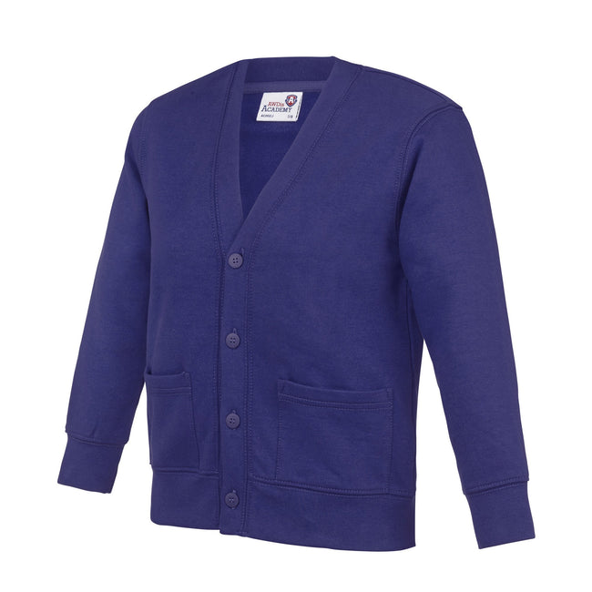 Purple - Front - AWDis Academy Childrens-Kids Button Up School Cardigan