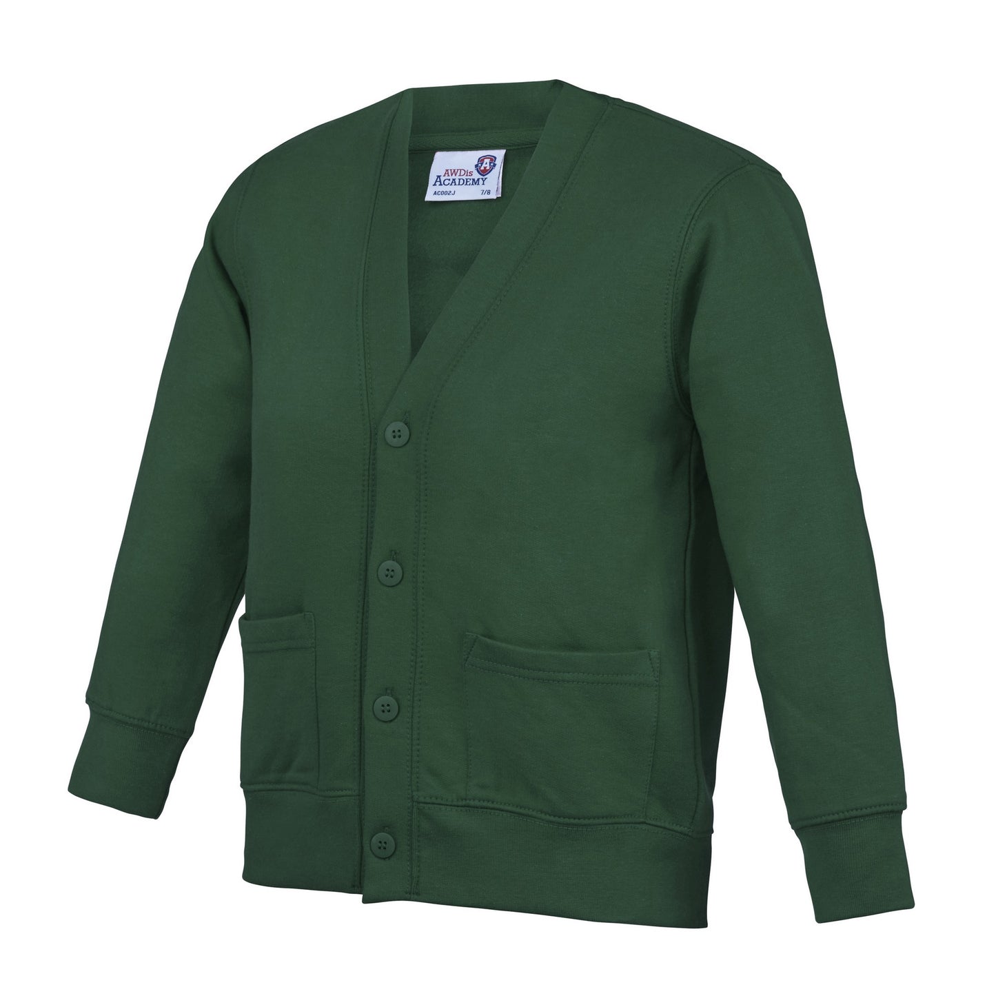 Green - Front - AWDis Academy Childrens-Kids Button Up School Cardigan