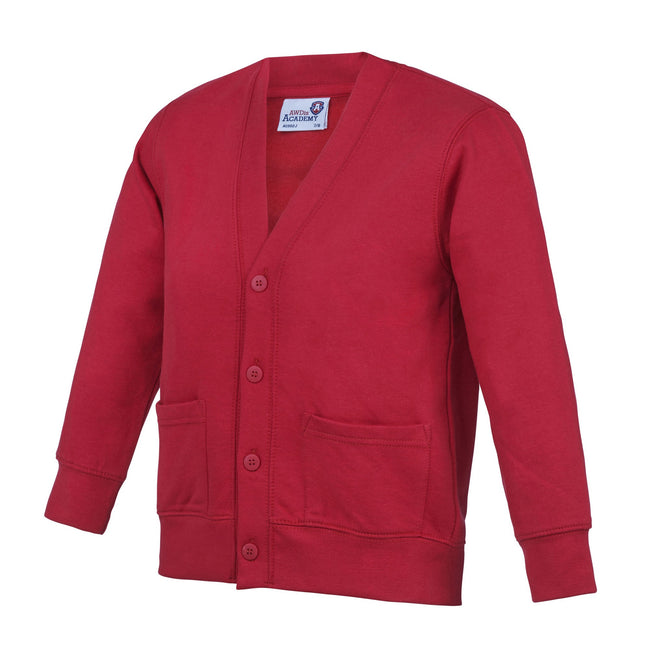 Red - Front - AWDis Academy Childrens-Kids Button Up School Cardigan