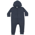 Navy - Front - Larkwood Baby Unisex Fleece All-In-One Romper Suit