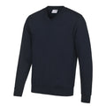 Navy - Front - AWDis Academy Mens V Neck Jumper-Sweatshirt