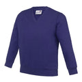 Purple - Front - AWDis Academy Childrens-Kids Junior V Neck School Jumper-Sweatshirt