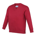 Red - Front - AWDis Academy Childrens-Kids Junior V Neck School Jumper-Sweatshirt