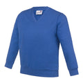 Royal Blue - Front - AWDis Academy Childrens-Kids Junior V Neck School Jumper-Sweatshirt