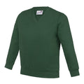 Green - Front - AWDis Academy Childrens-Kids Junior V Neck School Jumper-Sweatshirt