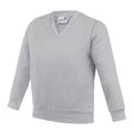 Grey - Front - AWDis Academy Childrens-Kids Junior V Neck School Jumper-Sweatshirt