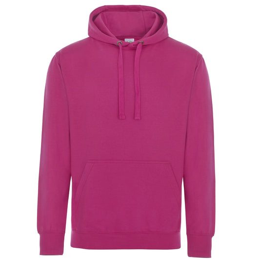 Hot Pink - Front - AWDis Just Hoods Adults Unisex Supersoft Hooded Sweatshirt-Hoodie