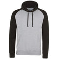 Heather Grey-Jet Black - Front - Awdis Just Hoods Adults Unisex Two Tone Hooded Baseball Sweatshirt-Hoodie