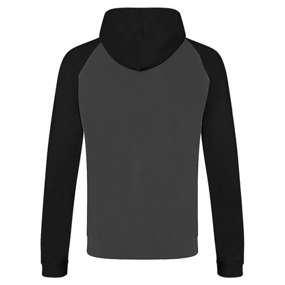Charcoal-Jet Black - Back - Awdis Just Hoods Adults Unisex Two Tone Hooded Baseball Sweatshirt-Hoodie