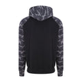 Solid Black- Black Camo - Back - Awdis Just Hoods Adults Unisex Two Tone Hooded Baseball Sweatshirt-Hoodie