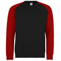 Jet Black-Fire Red - Front - Awdis Mens Two Tone Cotton Rich Baseball Sweatshirt