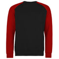 Jet Black-Fire Red - Back - Awdis Mens Two Tone Cotton Rich Baseball Sweatshirt