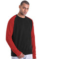 Jet Black-Fire Red - Side - Awdis Mens Two Tone Cotton Rich Baseball Sweatshirt